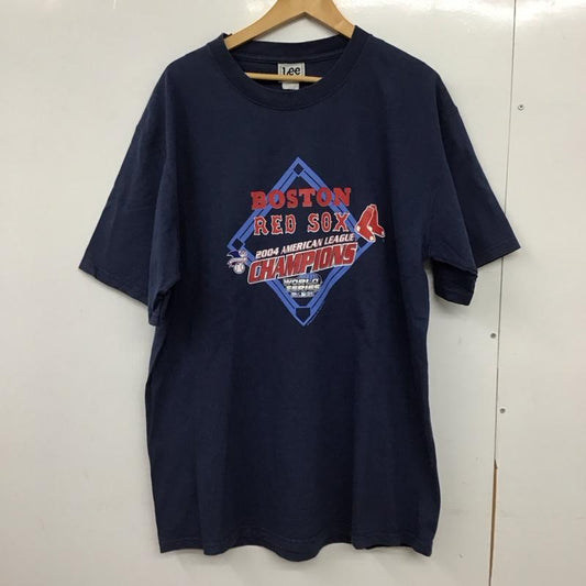 リー Lee Tシャツ 半袖 半袖カットソー プリントTシャツ クルーネックカットソー ロゴ、文字 紺 / ネイビー /  メンズ USED 古着 中古 10151364