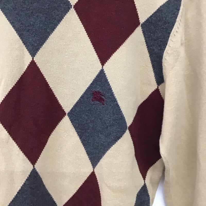 バーバリーブラックレーベル BURBERRY BLACK LABEL ニット、セーター 長袖 長袖ニットカットソー クルーネック セーター 2 プリント マルチカラー / マルチカラー /  メンズ USED 古着 中古 10151367