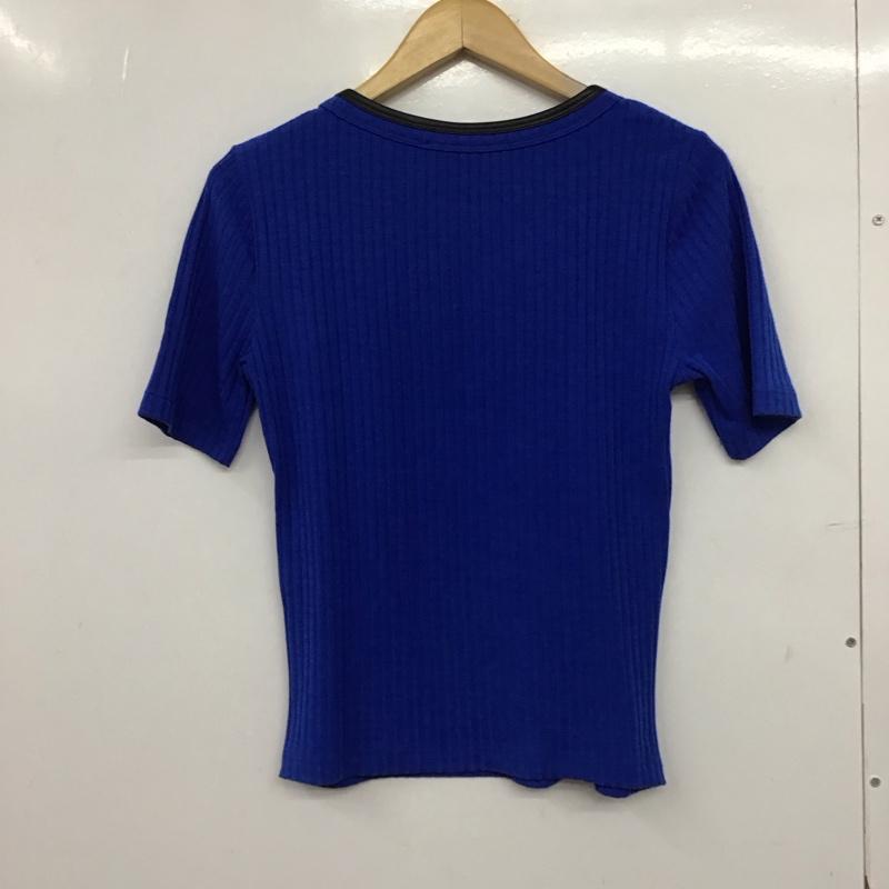 ザラ ZARA カットソー 半袖 半袖カットソー リブニットカットソー M 無地 青 / ブルー / blue レディース USED 古着 中古 10151389