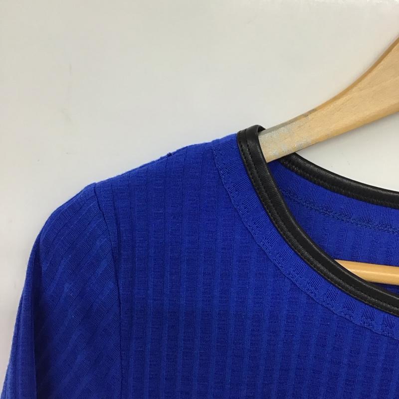 ザラ ZARA カットソー 半袖 半袖カットソー リブニットカットソー M 無地 青 / ブルー / blue レディース USED 古着 中古 10151389
