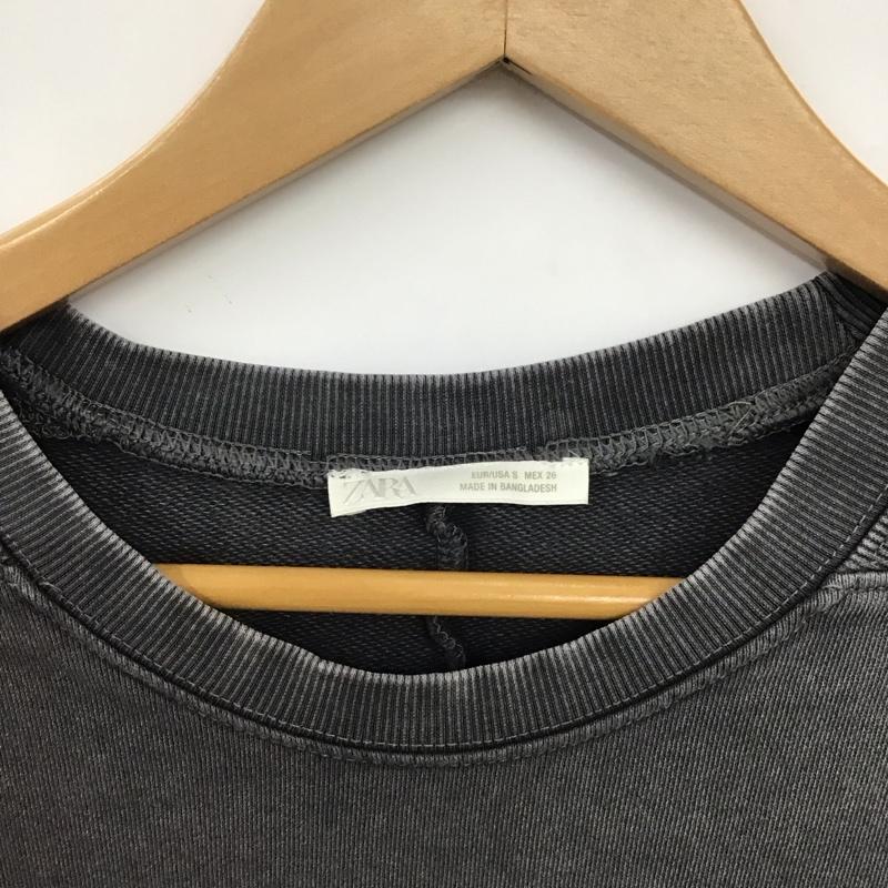 ザラ ZARA トレーナー 半袖 半袖スウェットカットソー クルーネックカットソー S 無地 チャコールグレー / チャコールグレー / レディース USED 古着 中古 10151400