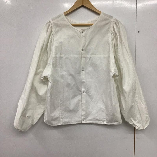 オムネス OMNES シャツ、ブラウス 長袖 長袖シャツ フロントボタン ノーカラーシャツ FREE 無地 白 / ホワイト / white レディース USED 古着 中古 10151402