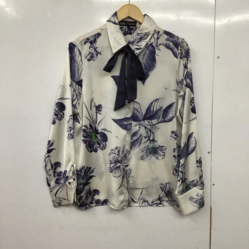 ザラ ZARA シャツ、ブラウス 長袖 長袖シャツ プリントシャツ カラーシャツ M 総柄 白 / ホワイト / white レディース USED 古着 中古 10151415