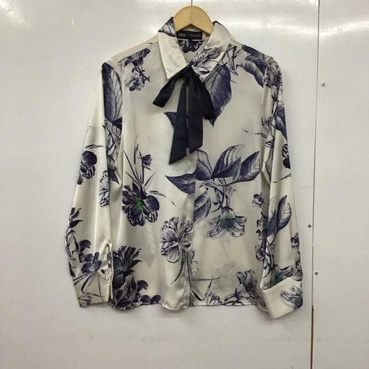 ザラ ZARA シャツ、ブラウス 長袖 長袖シャツ プリントシャツ カラーシャツ M 総柄 白 / ホワイト / white レディース USED 古着 中古 10151415