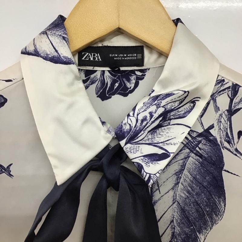ザラ ZARA シャツ、ブラウス 長袖 長袖シャツ プリントシャツ カラーシャツ M 総柄 白 / ホワイト / white レディース USED 古着 中古 10151415