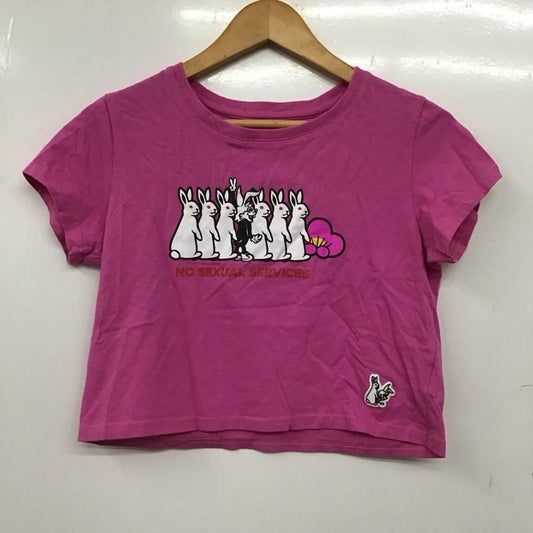 ジェイダ GYDA Tシャツ 半袖 072132760301-01 FR2梅クロップドTシャツ プリントTシャツ FREE プリント 桃 / ピンク / pink レディース USED 古着 中古 10151424