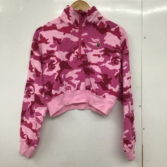 アベイシングエイプ A BATHING APE トレーナー 長袖 長袖トレーナー スウェット ジップアップネック プルオーバー S カモフラージュ柄・迷彩 桃 / ピンク / pink レディース USED 古着 中古 10151425