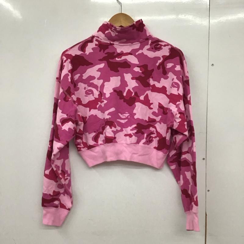 アベイシングエイプ A BATHING APE トレーナー 長袖 長袖トレーナー スウェット ジップアップネック プルオーバー S カモフラージュ柄・迷彩 桃 / ピンク / pink レディース USED 古着 中古 10151425