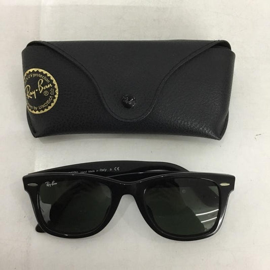 レイバン Ray-Ban めがね・サングラス サングラス RB2140-F ORIGINAL WAYFARER CLASSIC ケース付き グリーンレンズ ロゴ、文字 黒 / ブラック / black メンズ USED 古着 中古 10151444