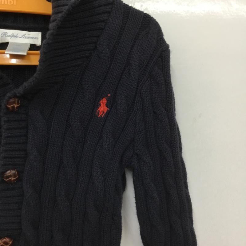 ラルフローレン RALPHLAUREN カーディガン 長袖 コットン ベビー 12M 襟付き ケーブル編み ワンポイント 紺 / ネイビー / navy ガールズ USED 古着 中古 10151454