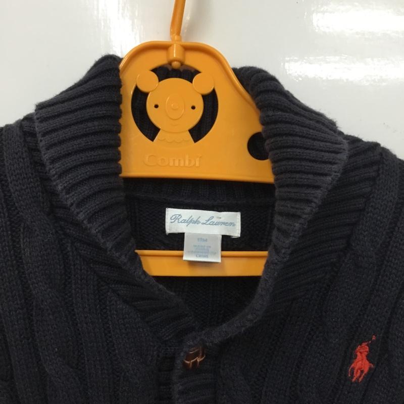 ラルフローレン RALPHLAUREN カーディガン 長袖 コットン ベビー 12M 襟付き ケーブル編み ワンポイント 紺 / ネイビー / navy ガールズ USED 古着 中古 10151454