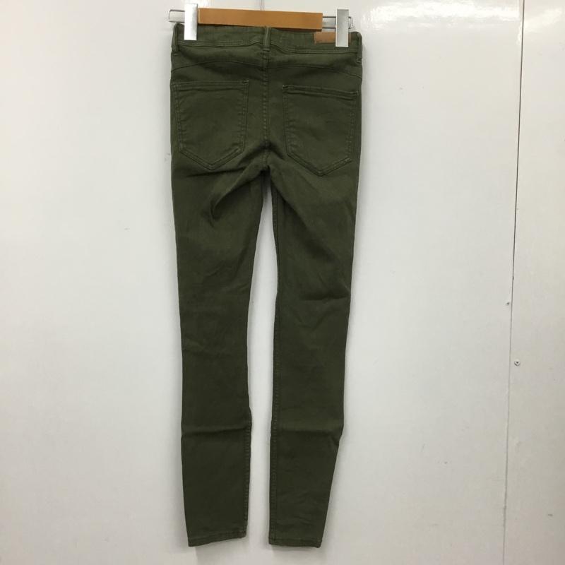 ザラ ZARA パンツ デニム、ジーンズ 9123 045 505 ストレッチ スキニー EU32 ダメージ加工 カーキ / カーキ / khaki レディース USED 古着 中古 10151456