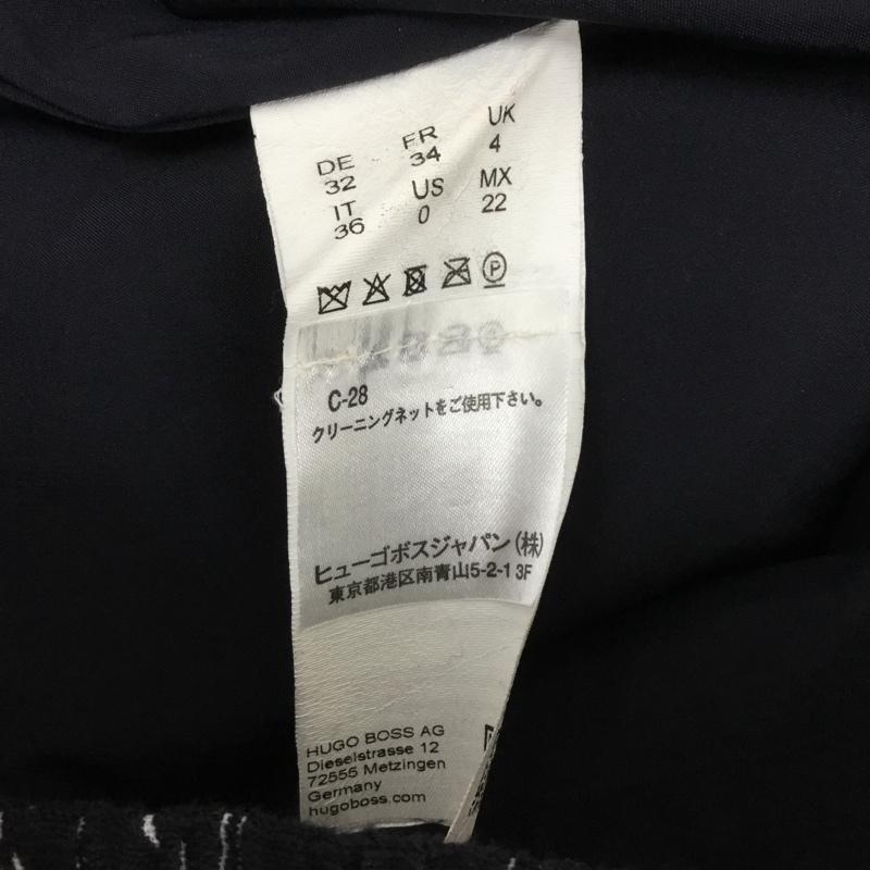 ボス BOSS スカート ひざ丈スカート UK4 プリーツ タイト  紺 / ネイビー / navy X 白 / ホワイト / white レディース USED 古着 中古 10151459