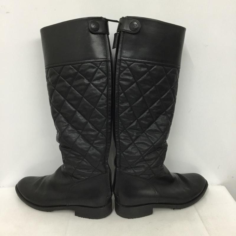 シャネル CHANEL ブーツ ロングブーツ キルティング 38.5 バックファスナー ココマーク 無地 黒 / ブラック / black レディース USED 古着 中古 10151527