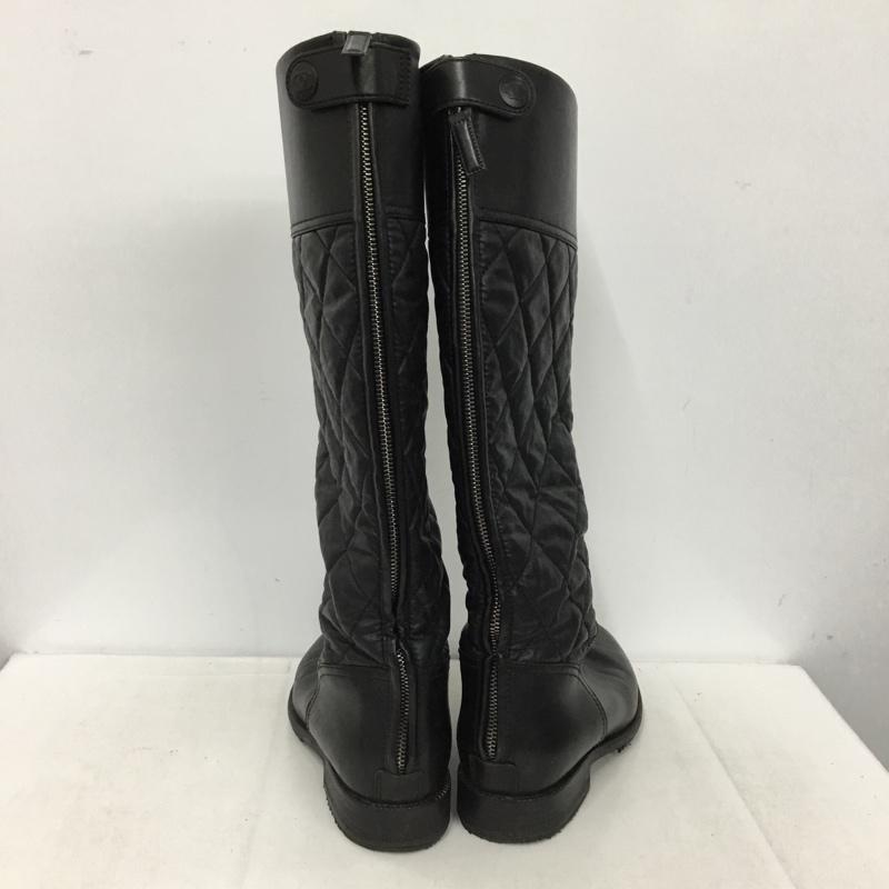 シャネル CHANEL ブーツ ロングブーツ キルティング 38.5 バックファスナー ココマーク 無地 黒 / ブラック / black レディース USED 古着 中古 10151527