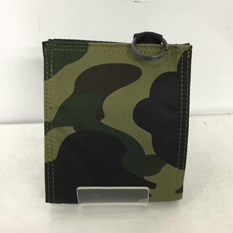 アベイシングエイプ A BATHING APE 財布 二つ折り PORTER BAPE 1ST CAMO WALLET カモフラージュ柄・迷彩 カーキ / カーキ / khaki X 黒 / ブラック / black X ベージュ / ベージュ / beige X 茶 / ブラウン / brown メンズ USED 古着 中古 10151528