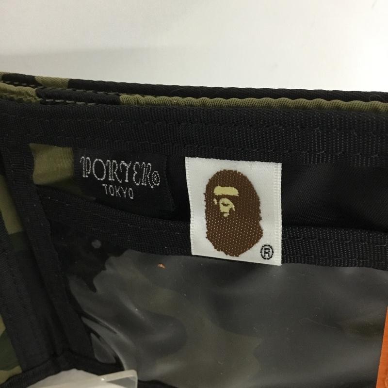 アベイシングエイプ A BATHING APE 財布 二つ折り PORTER BAPE 1ST CAMO WALLET カモフラージュ柄・迷彩 カーキ / カーキ / khaki X 黒 / ブラック / black X ベージュ / ベージュ / beige X 茶 / ブラウン / brown メンズ USED 古着 中古 10151528