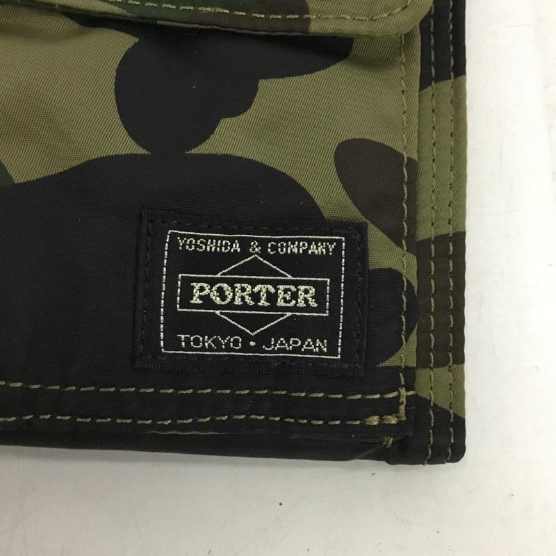 アベイシングエイプ A BATHING APE 財布 二つ折り PORTER BAPE 1ST CAMO WALLET カモフラージュ柄・迷彩 カーキ / カーキ / khaki X 黒 / ブラック / black X ベージュ / ベージュ / beige X 茶 / ブラウン / brown メンズ USED 古着 中古 10151528
