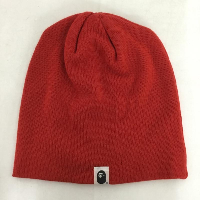 アベイシングエイプ A BATHING APE 帽子 ニット帽 初期 ラインストーン ビーニー  赤 / レッド / red メンズ USED 古着 中古 10151537