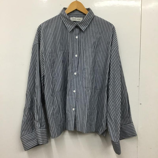 古着 USED シャツ、ブラウス 長袖 TY22194-BL THE YOn スーパーワイドスリーブボクシーシャツ FREE ストライプ 青 / ブルー / blue X 黒 / ブラック / black X 白 / ホワイト / white レディース USED 古着 中古 10151548