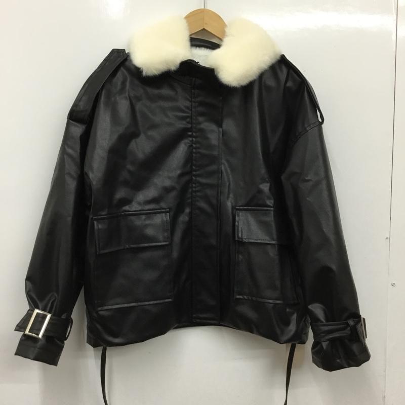 古着 USED ジャケット、上着 ジャケット、ブレザー フェイクレザー TRIFLE FREE 無地 黒 / ブラック / black X 白 / ホワイト / white レディース USED 古着 中古 10151551