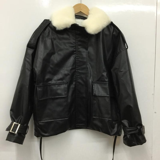 古着 USED ジャケット、上着 ジャケット、ブレザー フェイクレザー TRIFLE FREE 無地 黒 / ブラック / black X 白 / ホワイト / white レディース USED 古着 中古 10151551