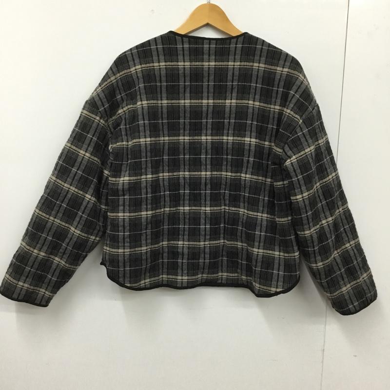 ザラ ZARA ジャケット、上着 ジャケット、ブレザー 8110 157 080 ノーカラー キルティングジャケット M チェック 灰 / グレー / gray X 黒 / ブラック / black X ベージュ / ベージュ / beige レディース USED 古着 中古 10151552