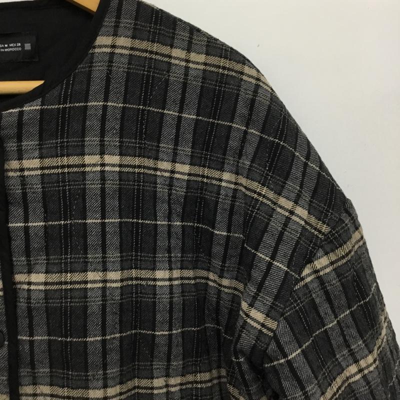 ザラ ZARA ジャケット、上着 ジャケット、ブレザー 8110 157 080 ノーカラー キルティングジャケット M チェック 灰 / グレー / gray X 黒 / ブラック / black X ベージュ / ベージュ / beige レディース USED 古着 中古 10151552