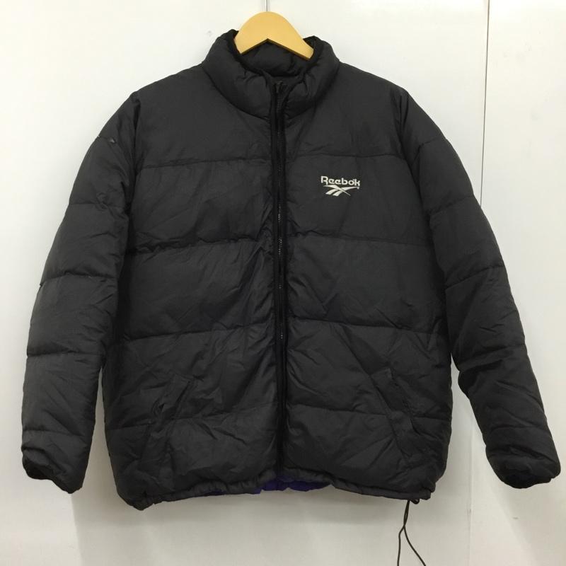 リーボック Reebok ジャケット、上着 ダウンジャケット D-TK1469 リバーシブル フェザー M ロゴ、文字 黒 / ブラック / black X 青 / ブルー / blue メンズ USED 古着 中古 10151559