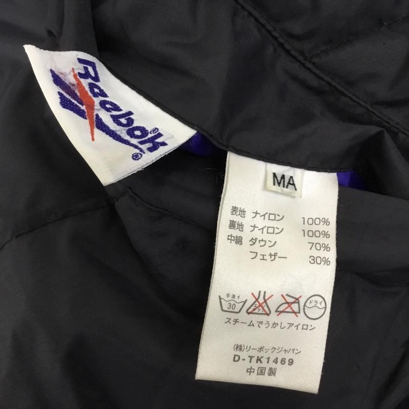 リーボック Reebok ジャケット、上着 ダウンジャケット D-TK1469 リバーシブル フェザー M ロゴ、文字 黒 / ブラック / black X 青 / ブルー / blue メンズ USED 古着 中古 10151559