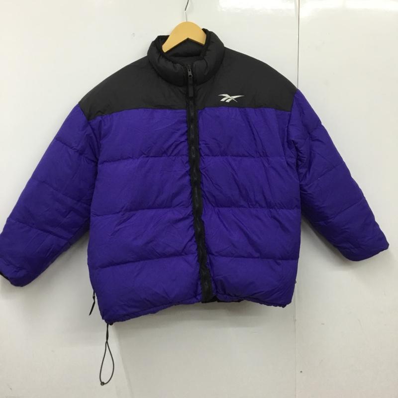 リーボック Reebok ジャケット、上着 ダウンジャケット D-TK1469 リバーシブル フェザー M ロゴ、文字 黒 / ブラック / black X 青 / ブルー / blue メンズ USED 古着 中古 10151559