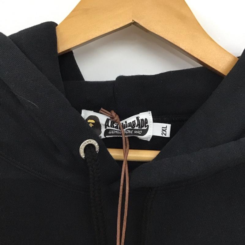 アベイシングエイプ A BATHING APE パーカー 長袖 長袖パーカー プルオーバーパーカー スウェット XXL ロゴ、文字 黒 / ブラック / black メンズ USED 古着 中古 10151562