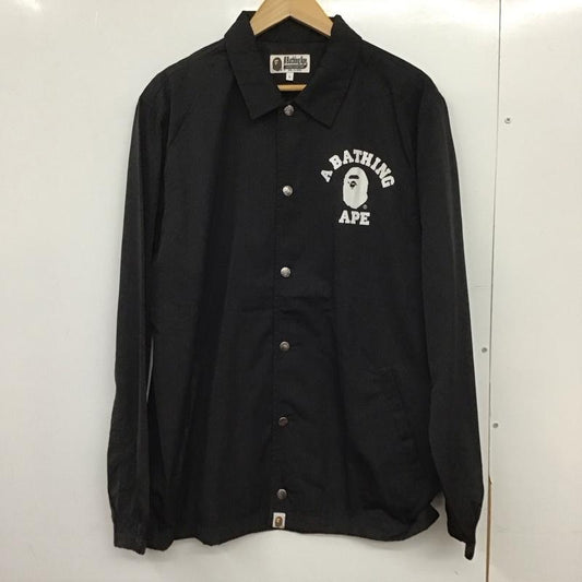 アベイシングエイプ A BATHING APE ジャケット、上着 ジャンパー、ブルゾン ナイロンジャケット カジュアルジャケット アウター フロントボタン L プリント 黒 / ブラック / black メンズ USED 古着 中古 10151565