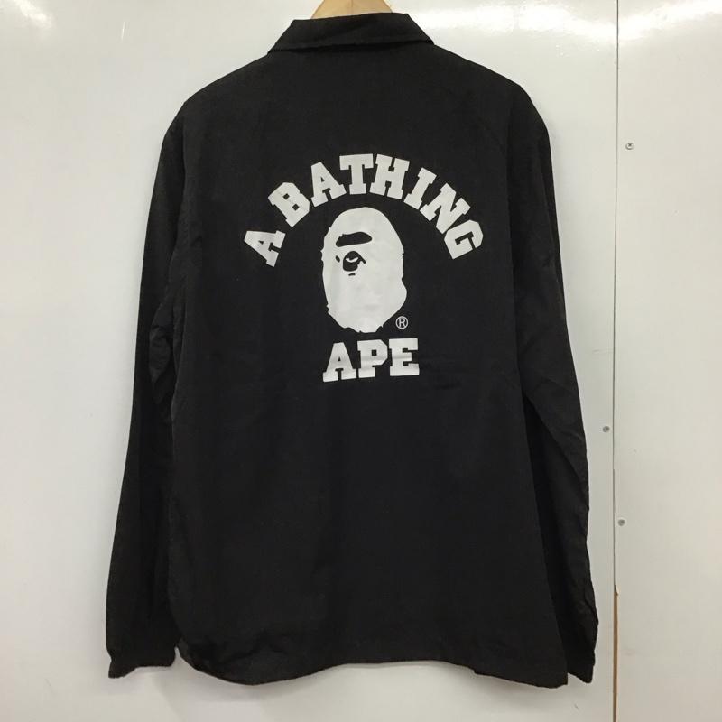 アベイシングエイプ A BATHING APE ジャケット、上着 ジャンパー、ブルゾン ナイロンジャケット カジュアルジャケット アウター フロントボタン L プリント 黒 / ブラック / black メンズ USED 古着 中古 10151565
