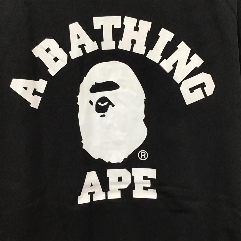 アベイシングエイプ A BATHING APE ジャケット、上着 ジャンパー、ブルゾン ナイロンジャケット カジュアルジャケット アウター フロントボタン L プリント 黒 / ブラック / black メンズ USED 古着 中古 10151565