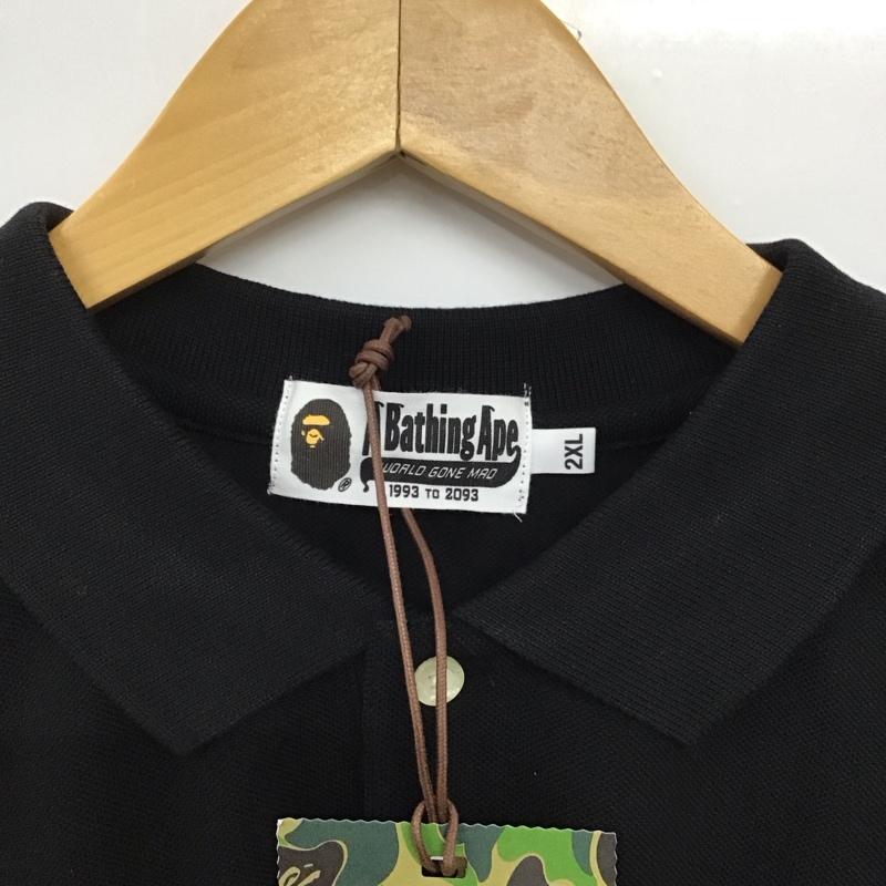 アベイシングエイプ A BATHING APE ポロシャツ 半袖 半袖ポロシャツ カラーシャツ 半袖カットソー XXL ロゴ、文字 黒 / ブラック / black メンズ USED 古着 中古 10151566