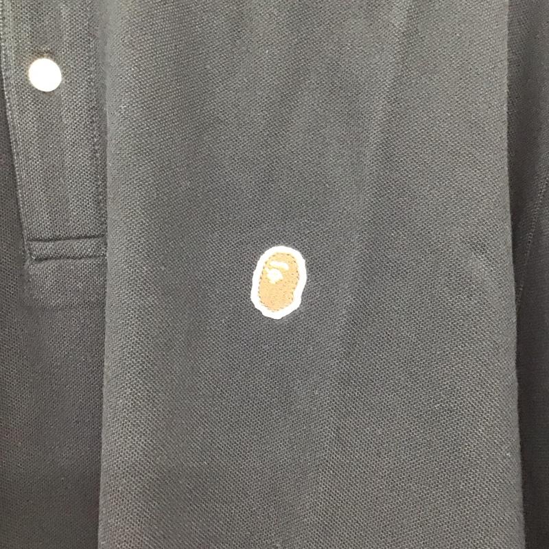アベイシングエイプ A BATHING APE ポロシャツ 半袖 半袖ポロシャツ カラーシャツ 半袖カットソー XXL ロゴ、文字 黒 / ブラック / black メンズ USED 古着 中古 10151566