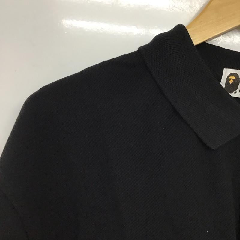 アベイシングエイプ A BATHING APE ポロシャツ 半袖 半袖ポロシャツ カラーシャツ 半袖カットソー XXL ロゴ、文字 黒 / ブラック / black メンズ USED 古着 中古 10151566