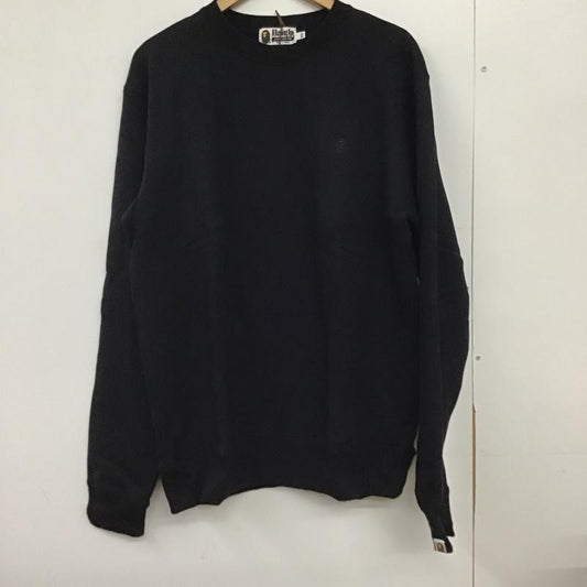 アベイシングエイプ A BATHING APE トレーナー 長袖 長袖トレーナー スウェット クルーネック プルオーバー XXL ロゴ、文字 黒 / ブラック / black メンズ USED 古着 中古 10151567