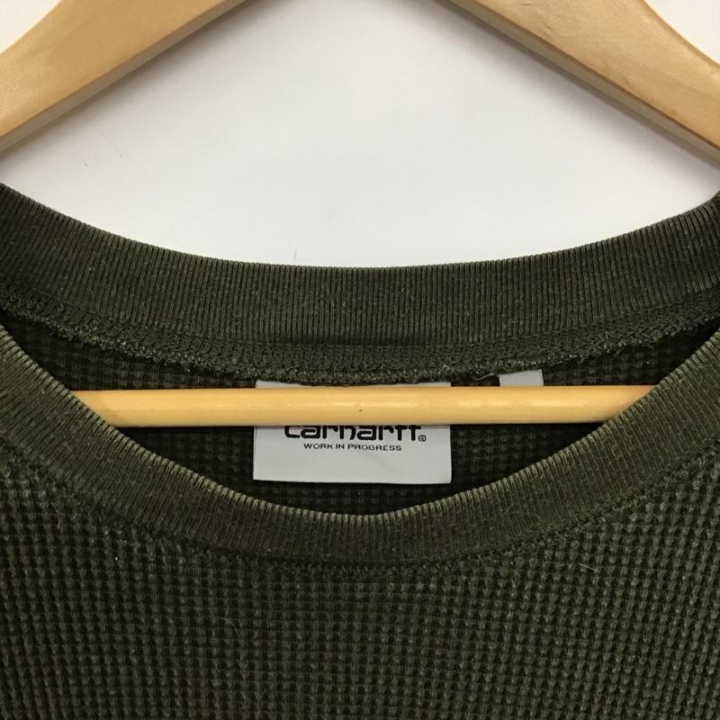 カーハート Carhartt カットソー 長袖 長袖カットソー クルーネックカットソー ワッフルカットソー L ロゴ、文字 カーキ / カーキ / khaki メンズ USED 古着 中古 10151581