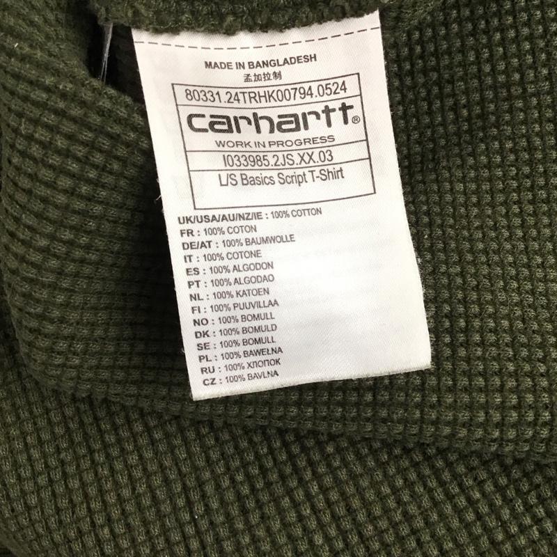 カーハート Carhartt カットソー 長袖 長袖カットソー クルーネックカットソー ワッフルカットソー L ロゴ、文字 カーキ / カーキ / khaki メンズ USED 古着 中古 10151581
