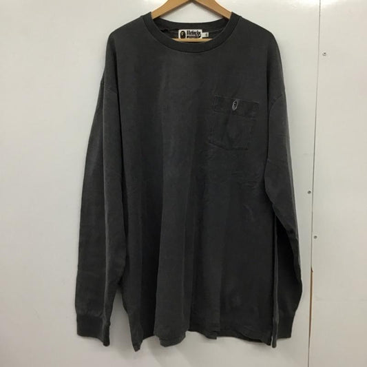 アベイシングエイプ A BATHING APE カットソー 長袖 長袖カットソー プリントカットソー クルーネック XXL ロゴ、文字 ダークグレー / ダークグレー / メンズ USED 古着 中古 10151592