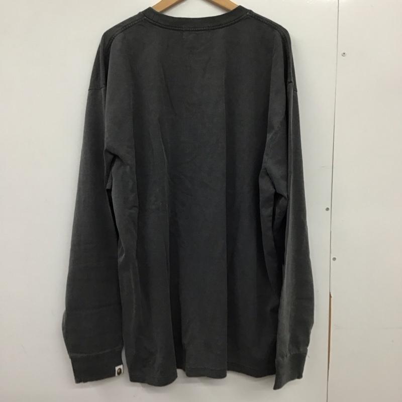 アベイシングエイプ A BATHING APE カットソー 長袖 長袖カットソー プリントカットソー クルーネック XXL ロゴ、文字 ダークグレー / ダークグレー / メンズ USED 古着 中古 10151592