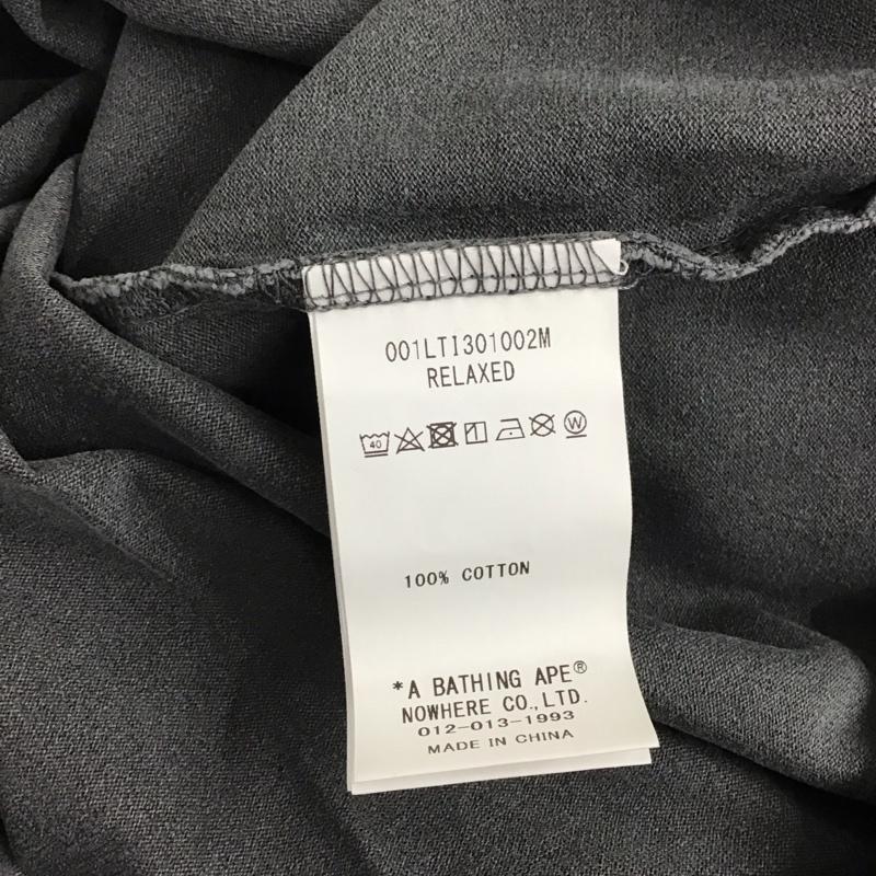 アベイシングエイプ A BATHING APE カットソー 長袖 長袖カットソー プリントカットソー クルーネック XXL ロゴ、文字 ダークグレー / ダークグレー / メンズ USED 古着 中古 10151592