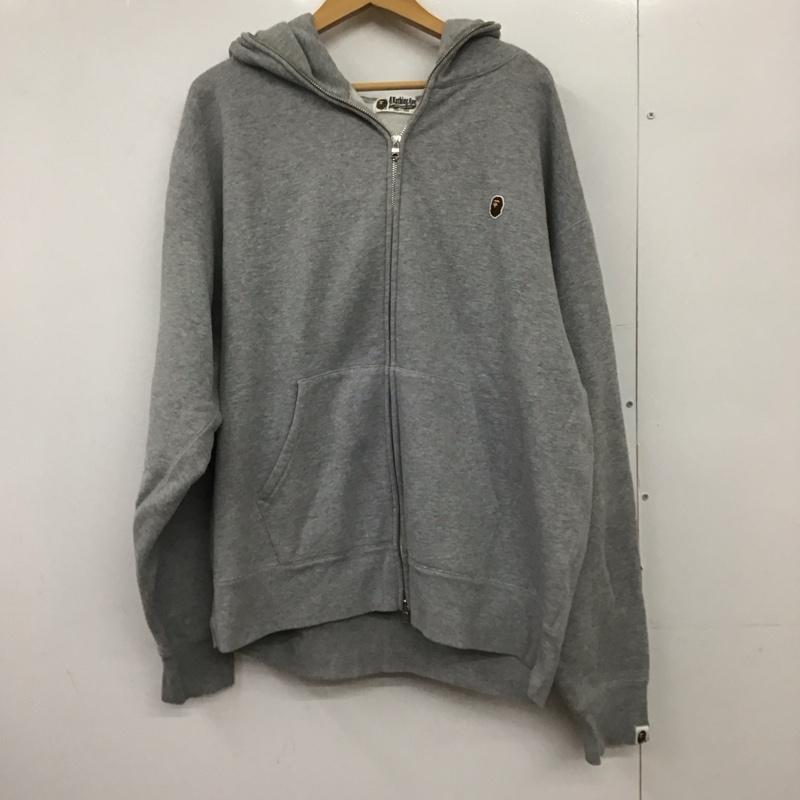 アベイシングエイプ A BATHING APE パーカー 長袖 長袖パーカー プルオーバーパーカー スウェット XL ロゴ、文字 灰 / グレー / gray メンズ USED 古着 中古 10151593