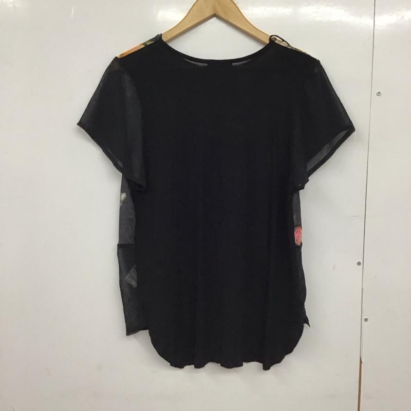ザラ ZARA カットソー 半袖 5580 259 800 シアー L 花柄 黒 / ブラック / black レディース USED 古着 中古 10151610