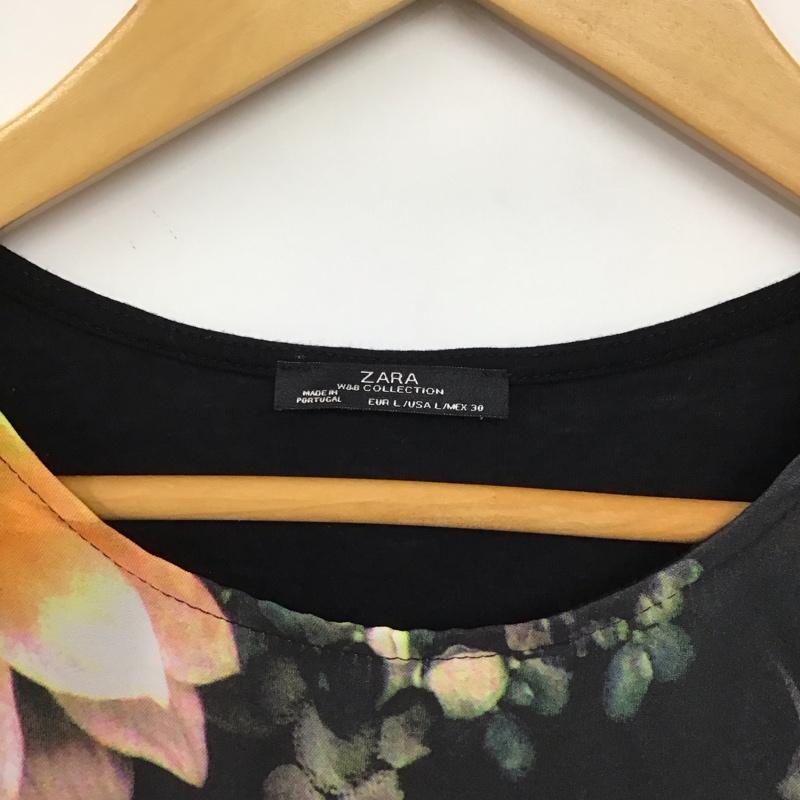 ザラ ZARA カットソー 半袖 5580 259 800 シアー L 花柄 黒 / ブラック / black レディース USED 古着 中古 10151610