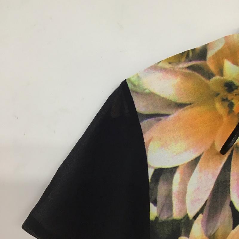 ザラ ZARA カットソー 半袖 5580 259 800 シアー L 花柄 黒 / ブラック / black レディース USED 古着 中古 10151610