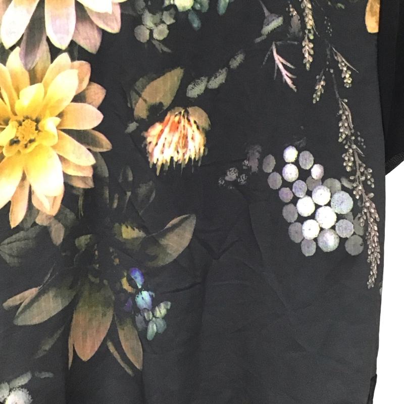 ザラ ZARA カットソー 半袖 5580 259 800 シアー L 花柄 黒 / ブラック / black レディース USED 古着 中古 10151610