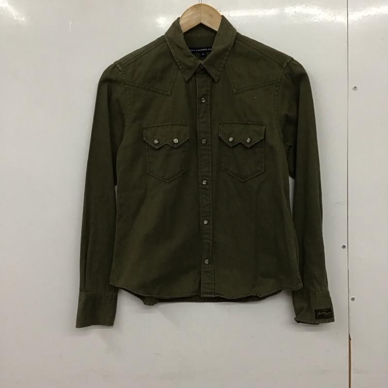 ラルフローレン RALPHLAUREN シャツ、ブラウス 長袖 ウエスタンシャツ 9 無地 カーキ / カーキ / khaki レディース USED 古着 中古 10151612